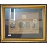 A framed collection of 19th century machine woven silk embroideries showing views of Olde London