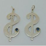 Pair of Guild of Handicrafts planished silver pendants (could also be made into a pair of