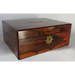 A Victorian rosewood travelling writing box with fitted interior, 30 cm x 24 cm