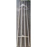 A vintage rise and fall clothes airer with painted slats and cast alloy fixings, 227 cm long