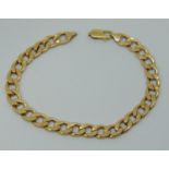 9ct flat curb link bracelet, 6.7g