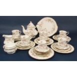 A collection of Paragon Victorian Rose pattern tea wares comprising tea pot (af) cake plate, milk