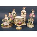 A 19th century continental group in the Meissen manner of a pair of children harvesting grapes and