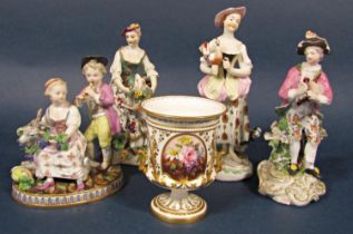 A 19th century continental group in the Meissen manner of a pair of children harvesting grapes and