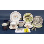 A collection of ceramics including five boxed Royal Doulton Snowman collectors plates, a pair of