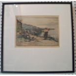 Alexander (Alec) Coutts Fraser (Scottish Fl1893-1939) - Signed coloured etching of women on the