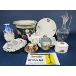 A collection of Crown Staffordshire coffee wares with floral decoration comprising eight coffee cans