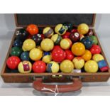 A collection of snooker and pool balls