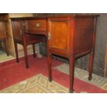 An inlaid Edwardian mahogany shallow bowfront sideboard with satinwood crossbanding and inlaid