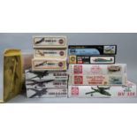 12 model aircraft kits of 1:72 scale WW2 bombers, including kits by Airfix, Heller, Supermodel, MPM,