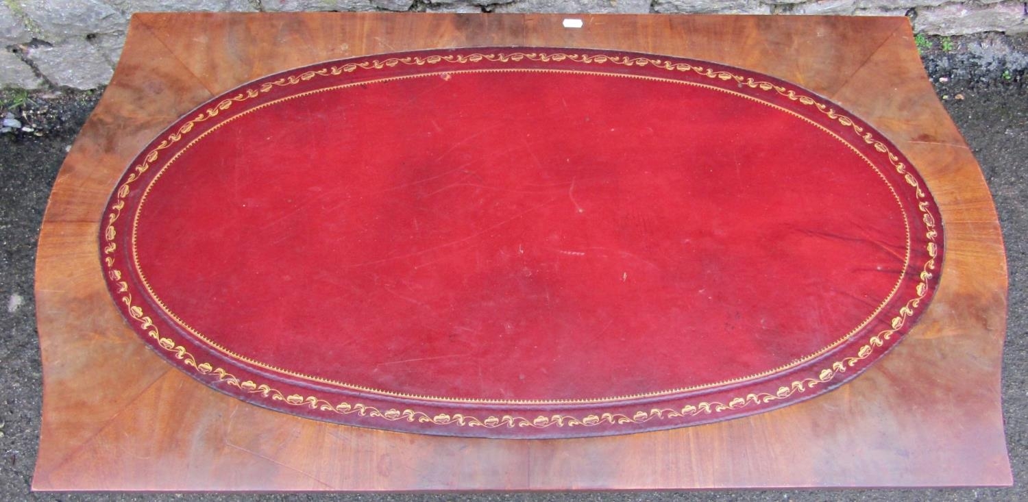 A mahogany occasional table in the Regency style, low rectangular form with serpentine shaped ends - Image 3 of 3