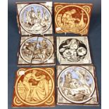 A small collection of 19th century Minton tiles including two examples showing professions -