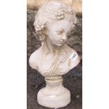 A small reclaimed head and shoulder bust of a classical female 42 cm high