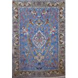 Good quality Persian cashmere silk prayer mat/small rug in the Tabriz manner, with geometric