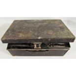 A late 19th/early 20th century Winsor & Newton black tin paint box and contents, 32cm approx