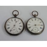 Late 19th century silver single fusee pocket watch together with a further silver pocket watch (2)