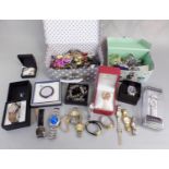 Collection of wristwatches and costume jewellery to include a 1940s military watch with original