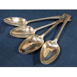 Four (American?) late 19th century silver dessert spoons, hallmarked sterling