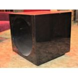 A modernist cube shaped floorstanding low centre or occasional table, with open tubular centre, 60cm