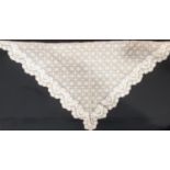 2 pieces of 19th century Maltese lace worked in cream silk thread; the shawl is triangular in