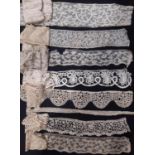 Collection of 19th century hand made lace in various styles and lengths