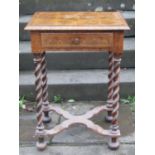 A small oyster walnut occasional table in the William and Mary manner, fitted with a single frieze