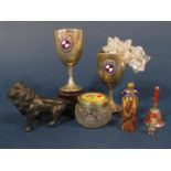 Two silver trophies - Thames Amateur Rowing association, fruitwood netsuke, etc