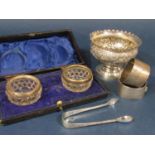 Mixed collection of silver comprising and Edwardian silver pedestal bowl embossed with blank