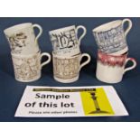 A quantity of mainly 19th century children's mugs with printed decoration including Monkeys at Play,