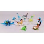 A collection of fourteen Venetian glass animals of whimsical form