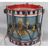 A Royal Air Force brass side drum stamped 'Dallas made in England' with painted detail, (some wear