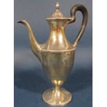 A good George III silver baluster coffee pot with floral finial and beaded decoration, maker James