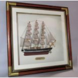 Cased half diorama of a ship 'Cutty Sark 1869', 55 x 55cm
