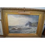 Walter James Shaw (British 1851-1933) - Devon coastal scene, oil on canvas, signed, label verso with