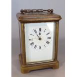 Brass cased carriage clock, 11.5cm high, key