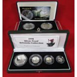 Britannia 1998 silver proof collection. £2, £1, 50p and 20p, struck by The Royal Mint, limited to