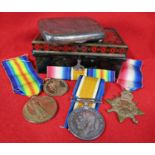 1914-15 Star, 14-18 war medal and victory medal named 15441 Pte C J Shearman Gloucester Regiment,