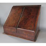 A late 19th century figured walnut desk top stationery cabinet made by Ross & Co, Dublin, 43 cm x 36