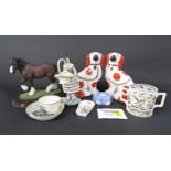 A Beswick model of a standing brown horse (af to ear) and a Beswick standing foal, a Leonardo