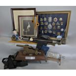 A miscellaneous collection of items including a Kingsware Home Guard bayonet, a collection of framed