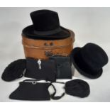 Ladies Fedora hat by Philip Treacy in black, together with a black felt hat by Rachel Trevor- Morgan