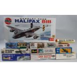 12 model aircraft kits, all 1:72 scale models of WW2 bomber planes, including kits by Airfix,