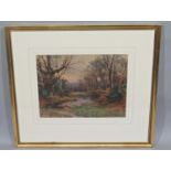 Benjamin John Ottewell (British fl.1885-1930) - Woodland scene with stream, watercolour and body