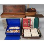 A chad valley genuine bamboo mah-jong set a further cased portable example one other a chess set etc