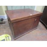 A mahogany strong box, the interior baize lined enclosing two detachable trays with brass carrying