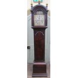 A Georgian mahogany London longcase clock, the trunk with full length door, the hood with reeded