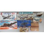 8 model aircraft kits, all 1:72 scale models of WW2 bombers, including kits by Airfix, Matchbox, MPM