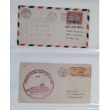 A folder of USA and world covers including 1st flight, WW II patriotic M envelopes, mint postcards