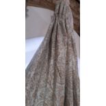 1 pair of good quality full length curtains in 'Sansome' fabric by Thibaut, in duck egg and taupe
