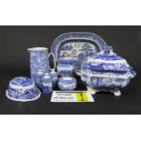 A quantity of Copeland Spode Italian pattern blue and white printed wares comprising two handled
